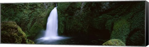 Framed Cascading waterfall in the Columbia River Gorge, Oregon, USA Print