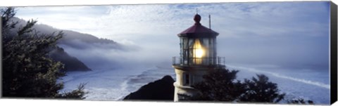 Framed Top of Heceta Head Lighthouse in the Mist, Oregon Print