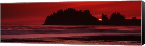 Framed Seastacks at sunset, Second Beach, Washington State Print