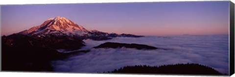 Framed Sea of clouds with mountains in the background, Mt Rainier, Pierce County, Washington State, USA Print