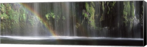 Framed Rainbow formed in front of waterfall in a forest, near Dunsmuir, California Print