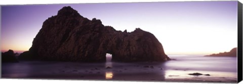 Framed Silhouette of a cliff on the beach, Pfeiffer Beach, Big Sur, California, USA Print