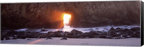 Framed Rock formation on the beach, Pfeiffer Beach, Big Sur, California Print