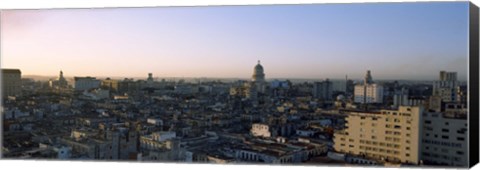 Framed High angle view of a city, Old Havana, Havana, Cuba (Blue and Purple Sky) Print