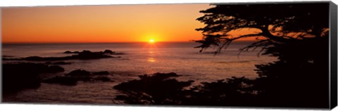 Framed Sunset over the sea, Point Lobos State Reserve, Carmel, Monterey County, California, USA Print
