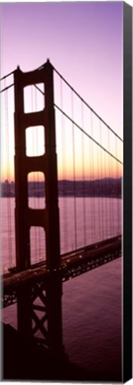 Framed Suspension bridge at sunrise, Golden Gate Bridge, San Francisco Bay, San Francisco, California (vertical) Print