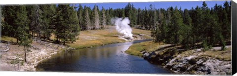 Framed Geothermal vent on a riverbank, Yellowstone National Park, Wyoming, USA Print