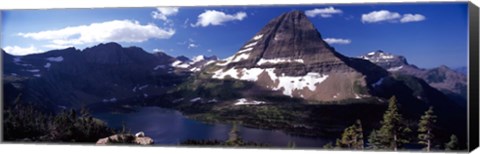 Framed Mountain range at the lakeside, Bearhat Mountain, Hidden Lake, Us Glacier National Park, Montana, USA Print