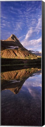 Framed Reflection of a mountain in a lake, Alpine Lake, US Glacier National Park, Montana, USA Print