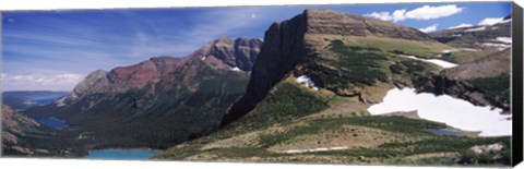 Framed Lake surrounded with mountains, Alpine Lake, US Glacier National Park, Montana Print