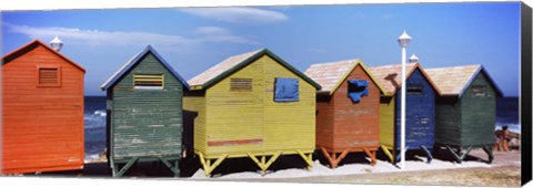 Framed Colorful huts on the beach, St. James Beach, Cape Town, Western Cape Province, South Africa Print