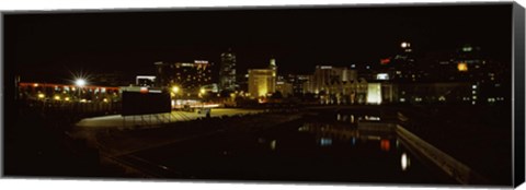 Framed City lit up at night, Cape Town, Western Cape Province, South Africa Print