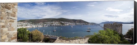 Framed View of a harbor from a castle, St Peter&#39;s Castle, Bodrum, Mugla Province, Aegean Region, Turkey Print