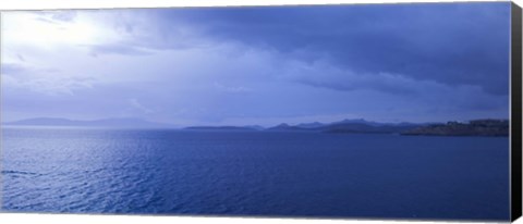 Framed Rain storm in the sea, Bodrum, Mugla Province, Aegean Region, Turkey Print