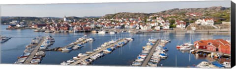 Framed Boats at a harbor, Skarhamn, Tjorn, Bohuslan, Vastra Gotaland County, Sweden Print