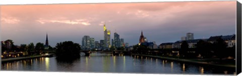 Framed Reflection of buildings in water, Main River, Frankfurt, Hesse, Germany 2010 Print