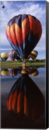 Framed Balloons Reflected in Lake, Hot Air Balloon Rodeo, Steamboat Springs, Routt County, Colorado, USA Print