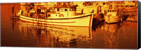 Framed Fishing boats in the bay, Morro Bay, San Luis Obispo County, California (horizontal) Print