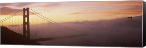 Framed Golden Gate Bridge covered with fog, San Francisco, California Print