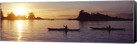 Framed Two people kayaking in the sea, Broken Islands, Pacific Rim National Park Reserve, British Columbia, Canada Print