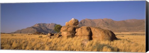 Framed Rock formations in a desert, Brandberg Mountains, Damaraland, Namib Desert, Namibia Print