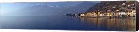 Framed Town at the waterfront, Domaso, Lake Como, Como, Lombardy, Italy Print