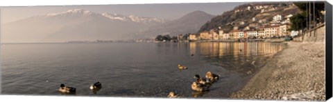 Framed Town at the lakeside, Nobiallo, Lake Como, Como, Lombardy, Italy Print