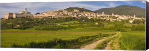Framed Village on a hill, Assisi, Perugia Province, Umbria, Italy Print
