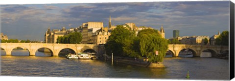 Framed Arch bridge over a river, Pont Neuf, Seine River, Isle de la Cite, Paris, Ile-de-France, France Print