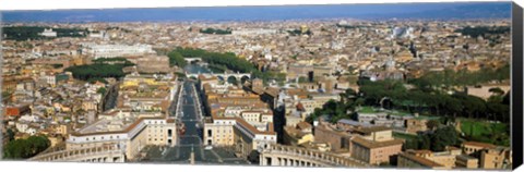 Framed Overview of the historic centre of Rome from the dome of St. Peter&#39;s Basilica, Vatican City, Rome, Lazio, Italy Print