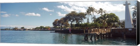 Framed Lighthouse at a pier, Lahaina, Maui, Hawaii, USA Print