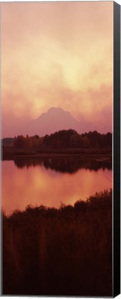 Framed Reflection of a mountain in a river, Oxbow Bend, Snake River, Grand Teton National Park, Teton County, Wyoming, USA Print