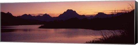 Framed River passing by a mountain range, Oxbow Bend, Snake River, Grand Teton National Park, Teton County, Wyoming, USA Print