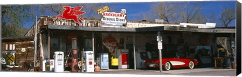 Framed Store with a gas station on the roadside, Route 66, Hackberry, Arizona Print
