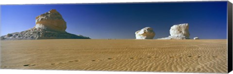 Framed Rock formations in a desert, White Desert, Farafra Oasis, Egypt Print