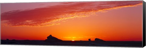 Framed Silhouette of rock formations in a desert, White Desert, Farafra Oasis, Egypt Print