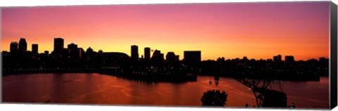 Framed Silhouette of buildings at dusk, Montreal, Quebec, Canada 2010 Print