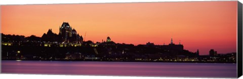 Framed City at dusk, Chateau Frontenac Hotel, Quebec City, Quebec, Canada Print