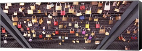 Framed Locks of Love on a fence, Hohenzollern Bridge, Cologne, North Rhine Westphalia, Germany Print