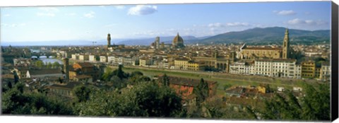 Framed Buildings in a city with Florence Cathedral in the background, San Niccolo, Florence, Tuscany, Italy Print