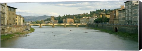 Framed Bridge across a river, Ponte Alle Grazie, Arno River, Florence, Tuscany, Italy Print