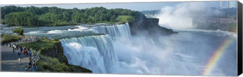 Framed Tourists at a waterfall, Niagara Falls, Niagara River, Niagara County, New York State, USA Print