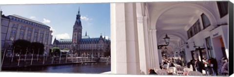 Framed Town hall at the waterfront, Alsterarkaden, Alster Lake, Hamburg, Germany Print