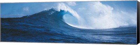 Framed Waves splashing in a dark blue sea, Hawaii Print