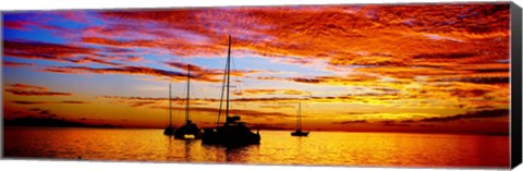 Framed Tahiti Sunset, Society Islands, French Polynesia Print