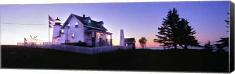 Framed Lighthouse at a coast, Pemaquid Point Lighthouse, Pemaquid Point, Bristol, Lincoln County, Maine, USA Print