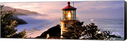Framed Lighthouse at a coast, Heceta Head Lighthouse, Heceta Head, Lane County, Oregon (horizontal) Print