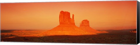 Framed Buttes at sunrise, The Mittens, Monument Valley Tribal Park, Monument Valley, Utah, USA Print