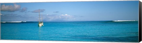 Framed Boat in the ocean, Huahine Island, Society Islands, French Polynesia Print