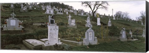 Framed Tombstone in a cemetery, Saxon Church, Biertan, Transylvania, Mures County, Romania Print